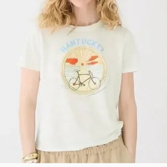 J. CREW linen Nantucket boxy tee, Sz Large. - Picture 1 of 8